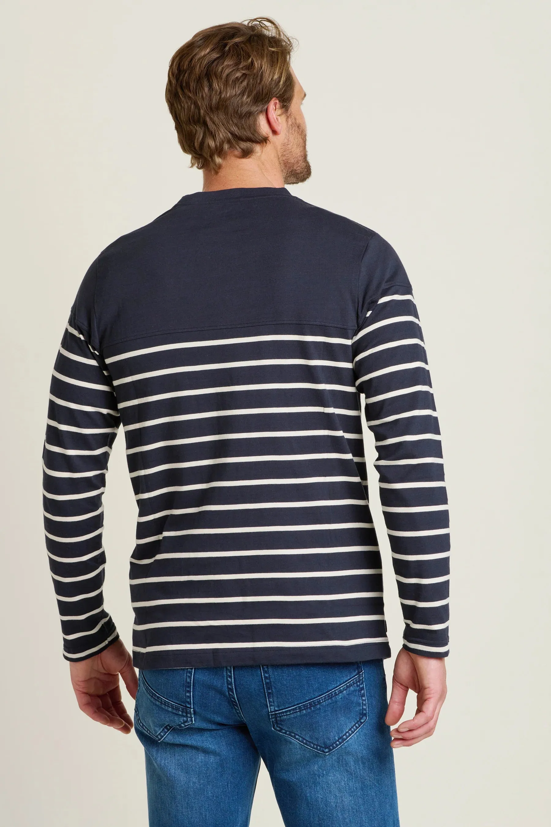 Brakeburn XXL Navy Long Sleeve Stripe T-Shirt