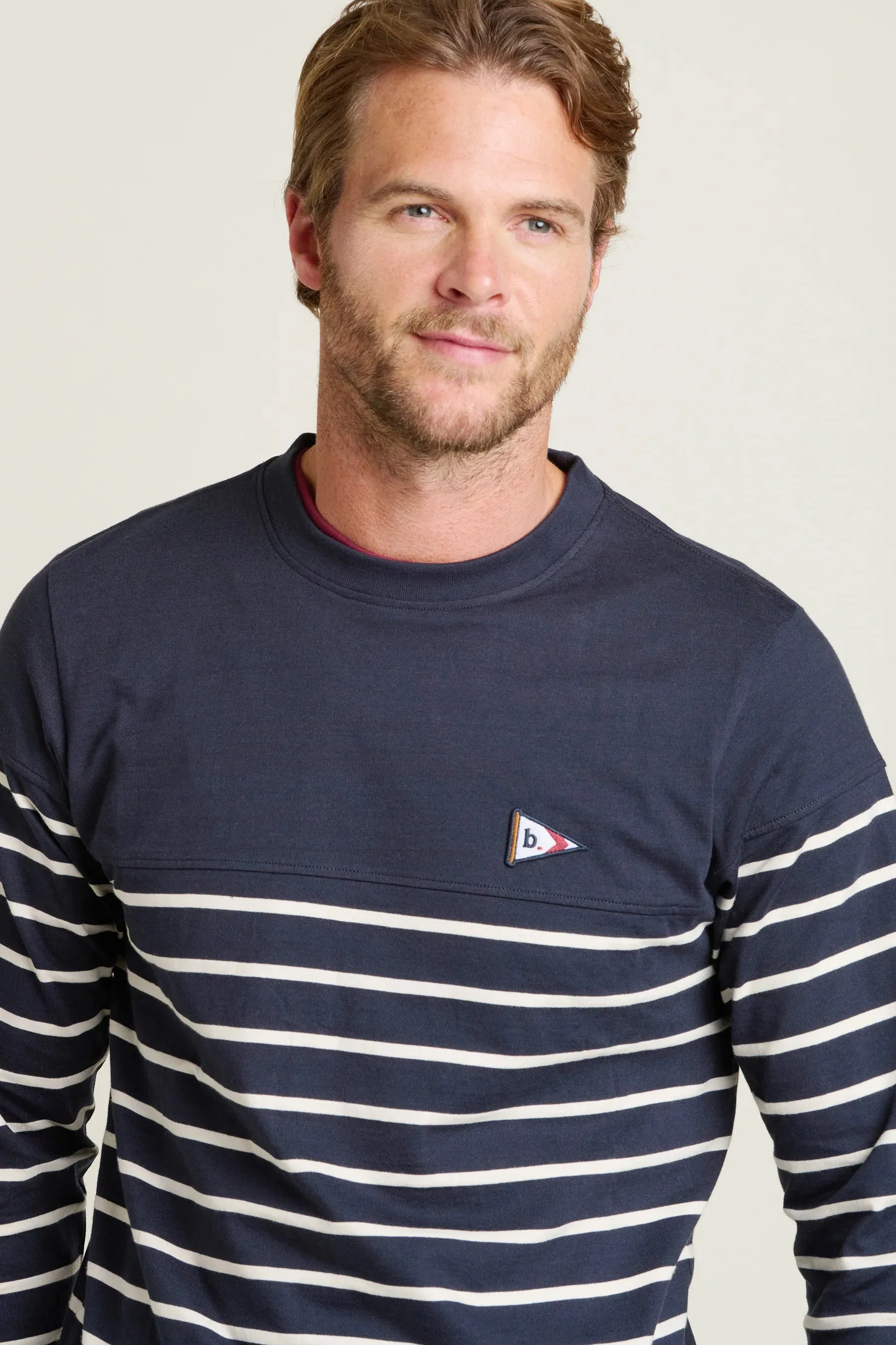 Brakeburn XXL Navy Long Sleeve Stripe T-Shirt