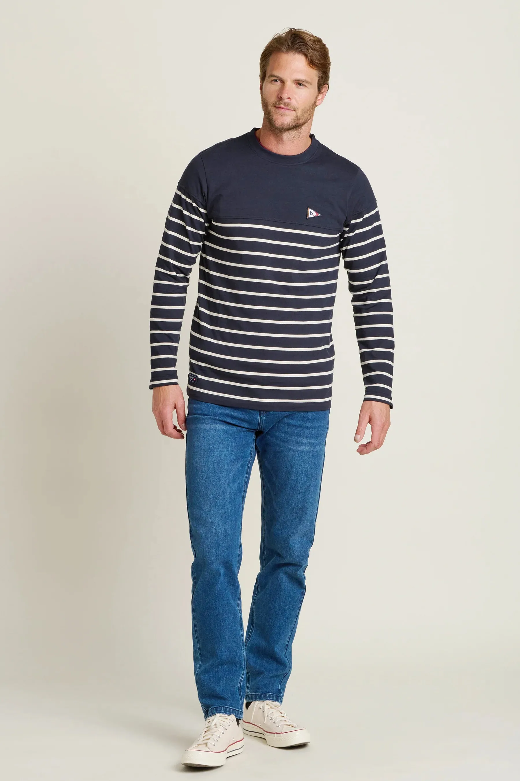 Brakeburn XXL Navy Long Sleeve Stripe T-Shirt