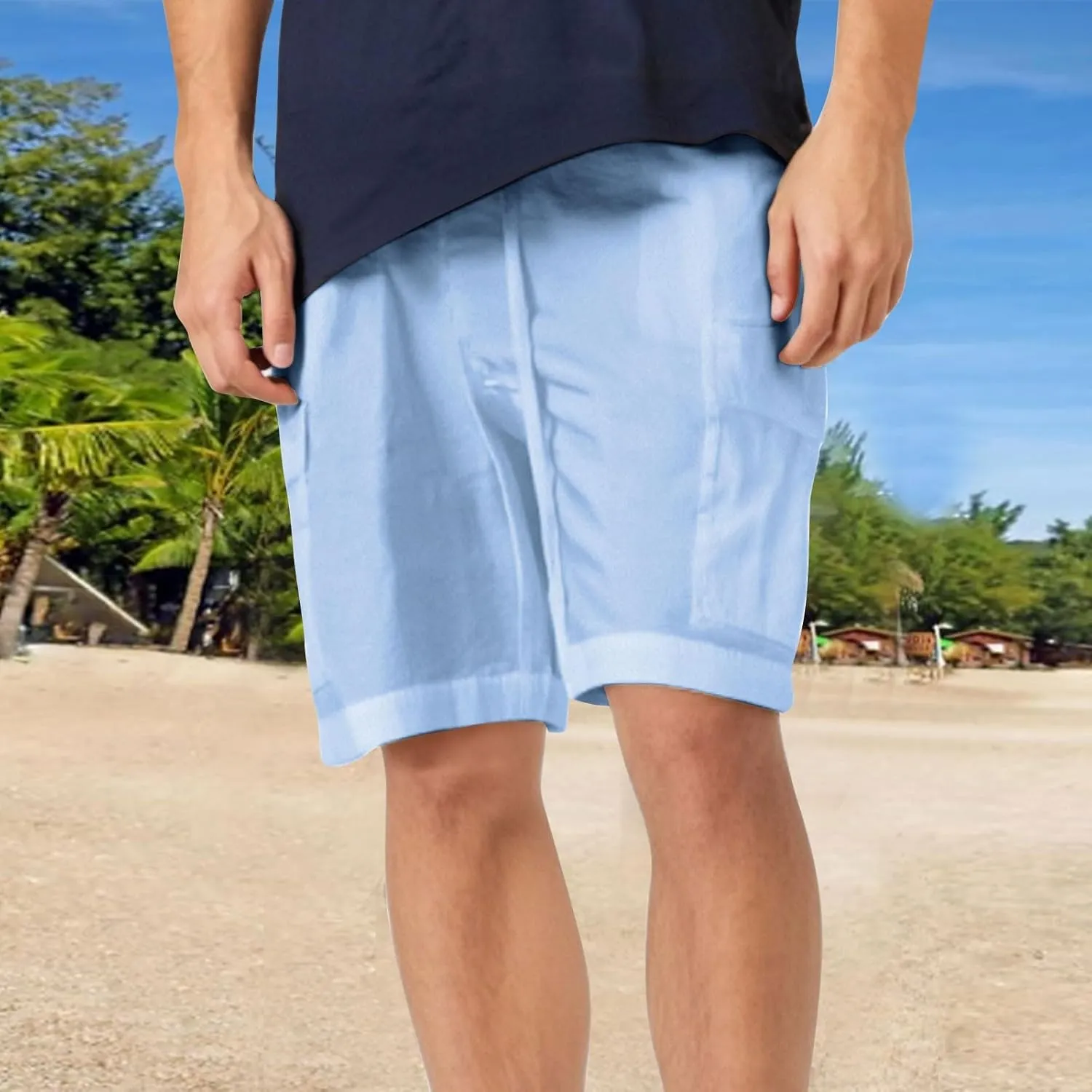Cotton Linen Shorts for Men Casual Solid Color Baggy Shorts Breathable Pants Gym Running Thin Pants 2025 Summer