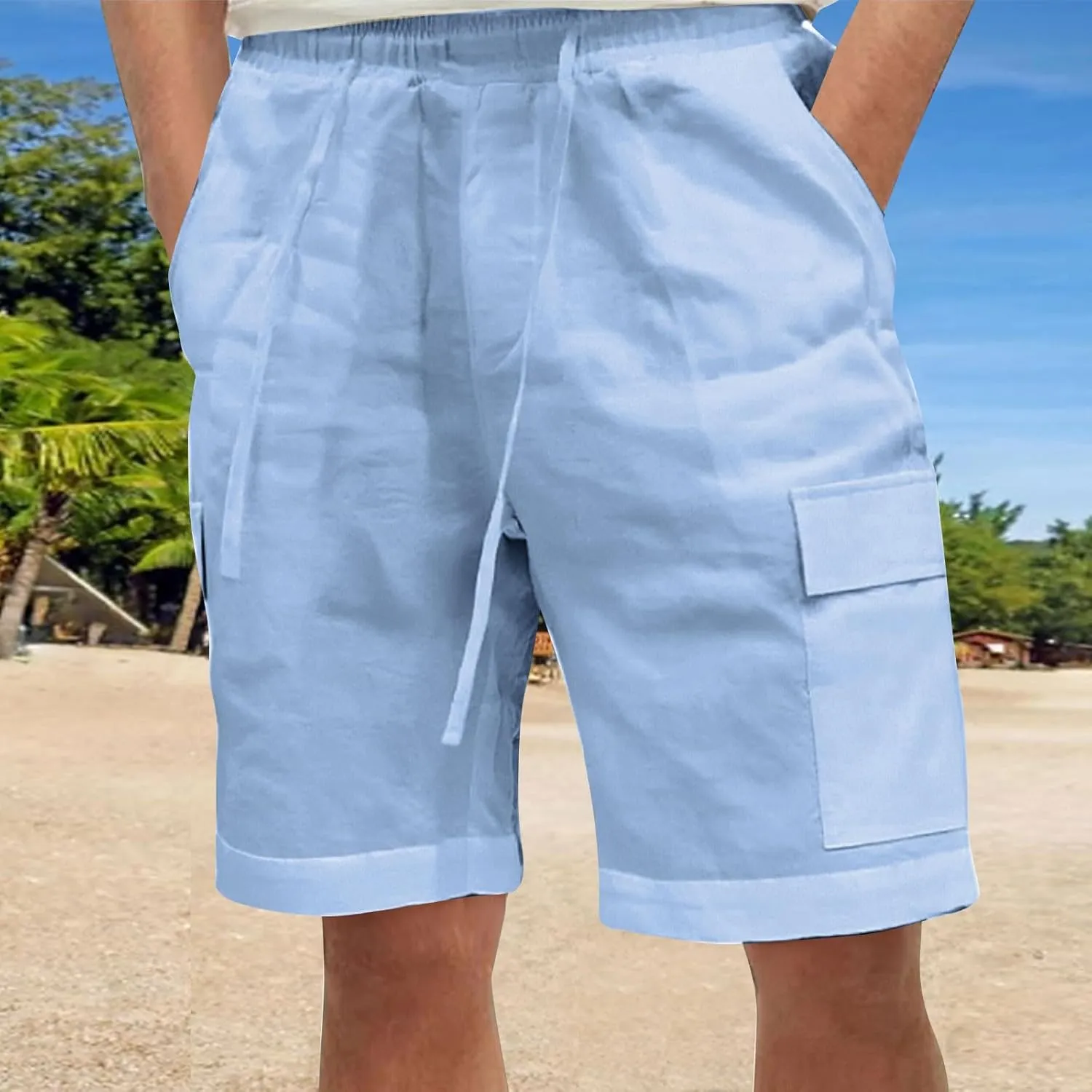 Cotton Linen Shorts for Men Casual Solid Color Baggy Shorts Breathable Pants Gym Running Thin Pants 2025 Summer