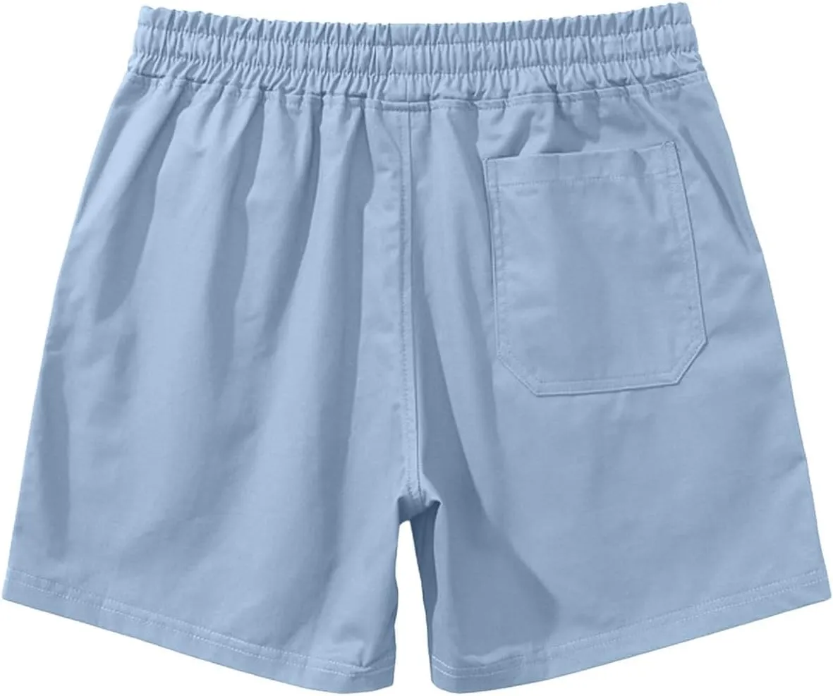Men Shorts Slim Fit Flat Front Stretch Casual Short Shorts Outdoor Athletic Workout Running Comfy Activewear Pants