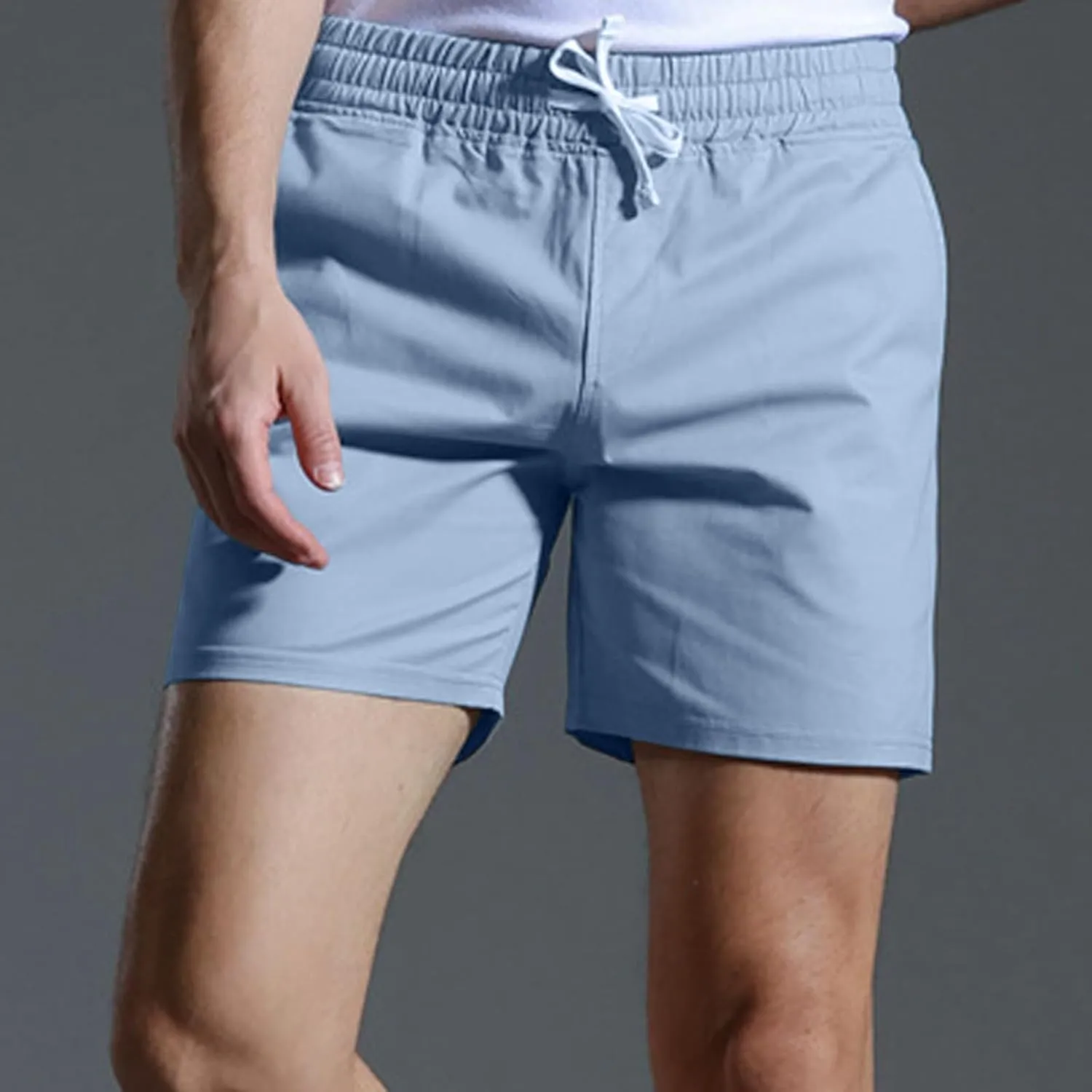 Men Shorts Slim Fit Flat Front Stretch Casual Short Shorts Outdoor Athletic Workout Running Comfy Activewear Pants