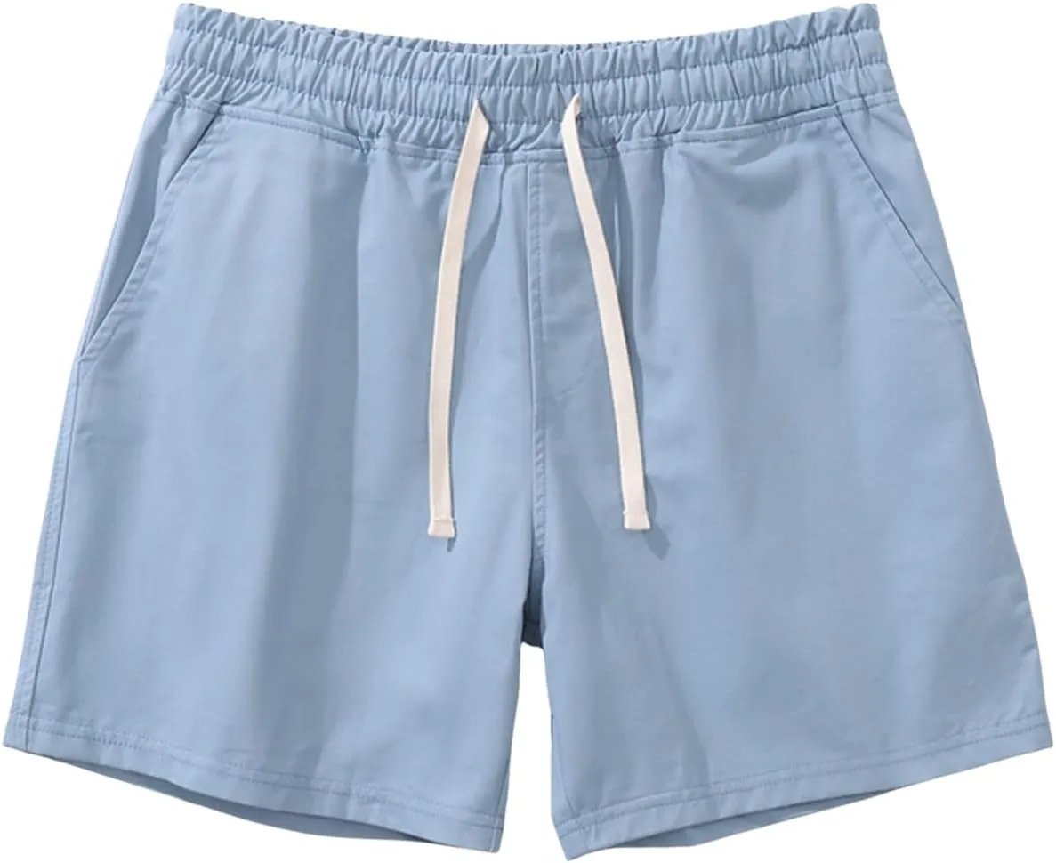 Men Shorts Slim Fit Flat Front Stretch Casual Short Shorts Outdoor Athletic Workout Running Comfy Activewear Pants