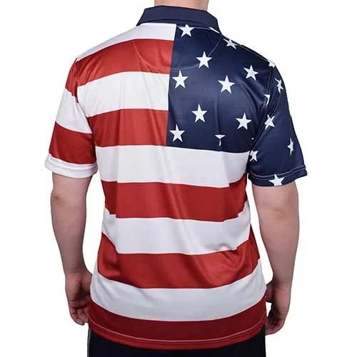 Men's American Flag Tech Polo Shirt