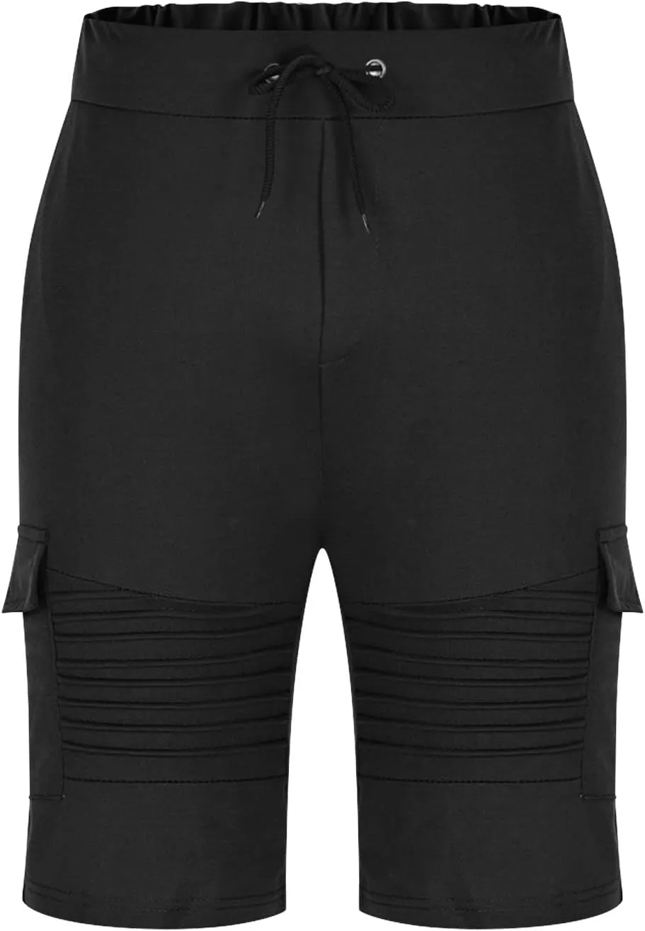 Mens Athletic Shorts 5 Inch Inseam Striped Slim Fit Stretch Casual Chino Short Pants Drawstring with Pockets Fashion