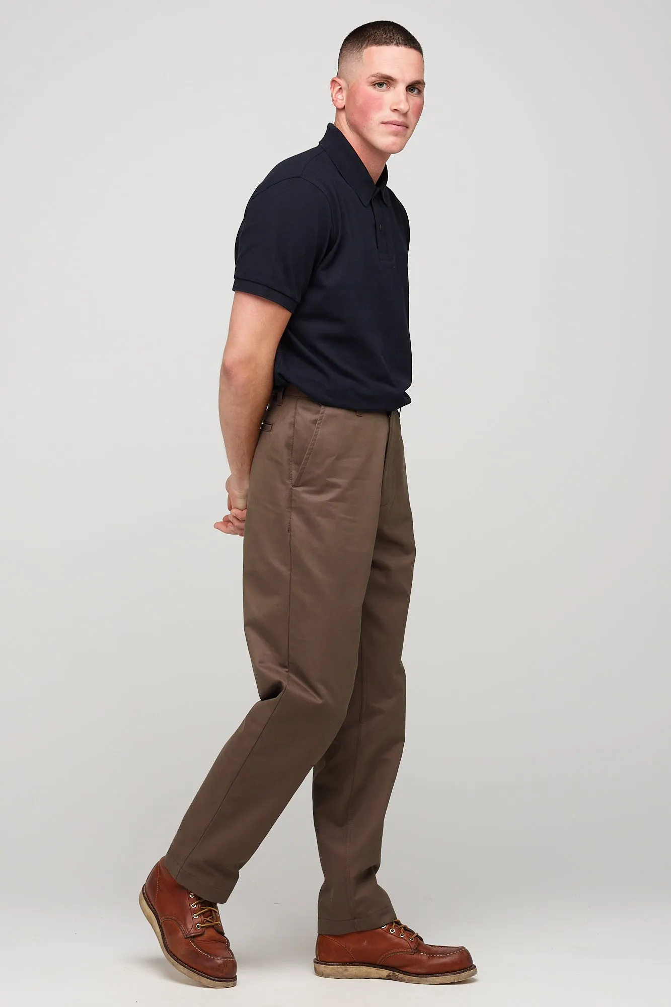 Men's Relaxed Heavyweight 100% Cotton Twill Chinos - Brown