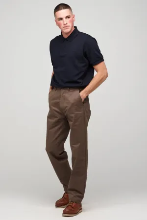 Men's Relaxed Heavyweight 100% Cotton Twill Chinos - Brown