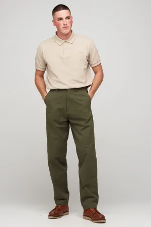 Men's Relaxed Heavyweight 100% Cotton Twill Chinos - Olive