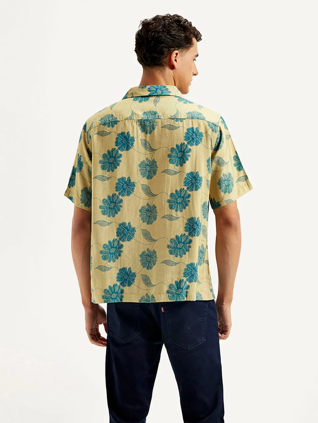 Men's Resort Collar Floral Relaxed Fit Shirt