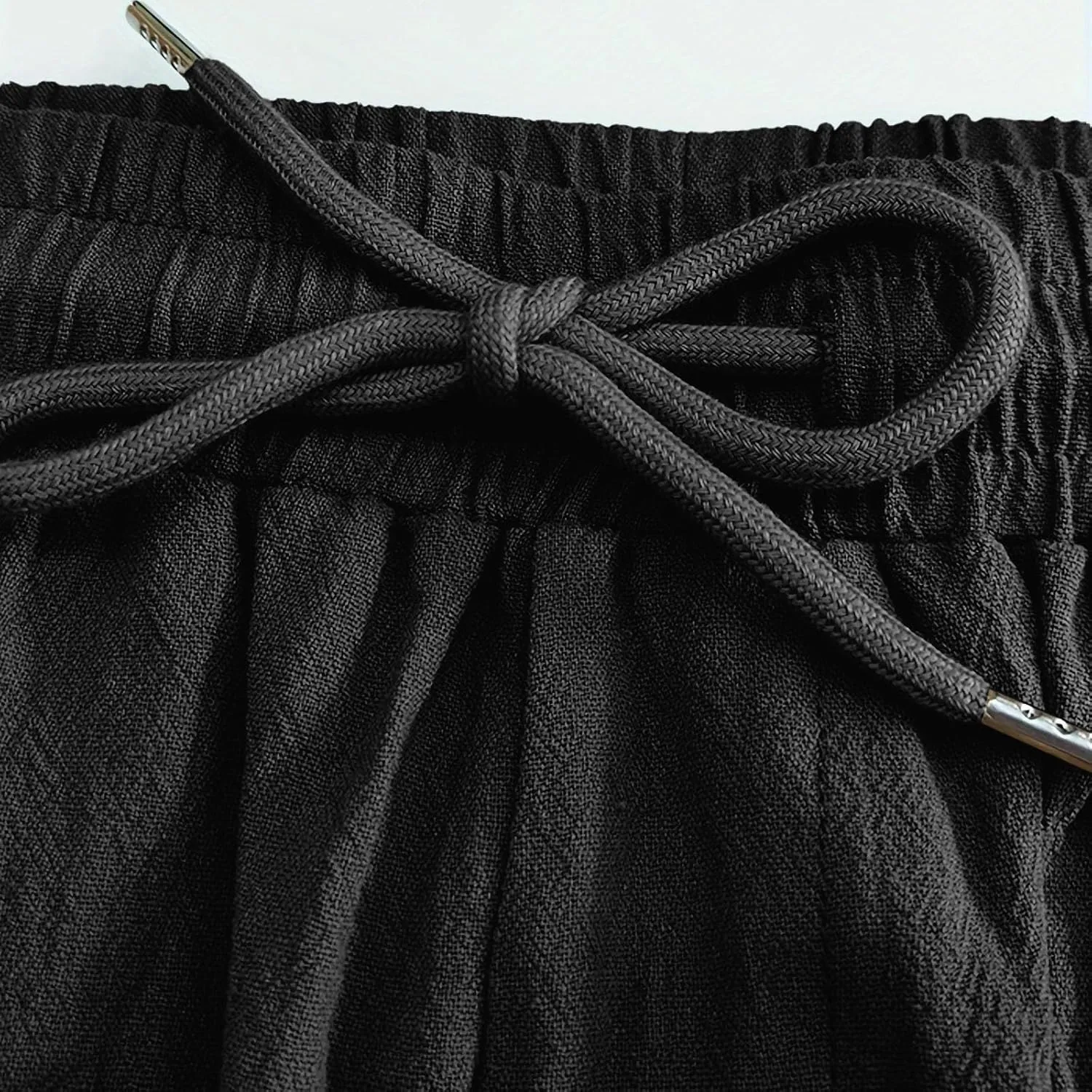 Muscularfit Mens Cotton Linen Shorts Casual Fashion Solid Drawstring Elastic Waist Shorts Summer Outdoor Vacation Beach Pants