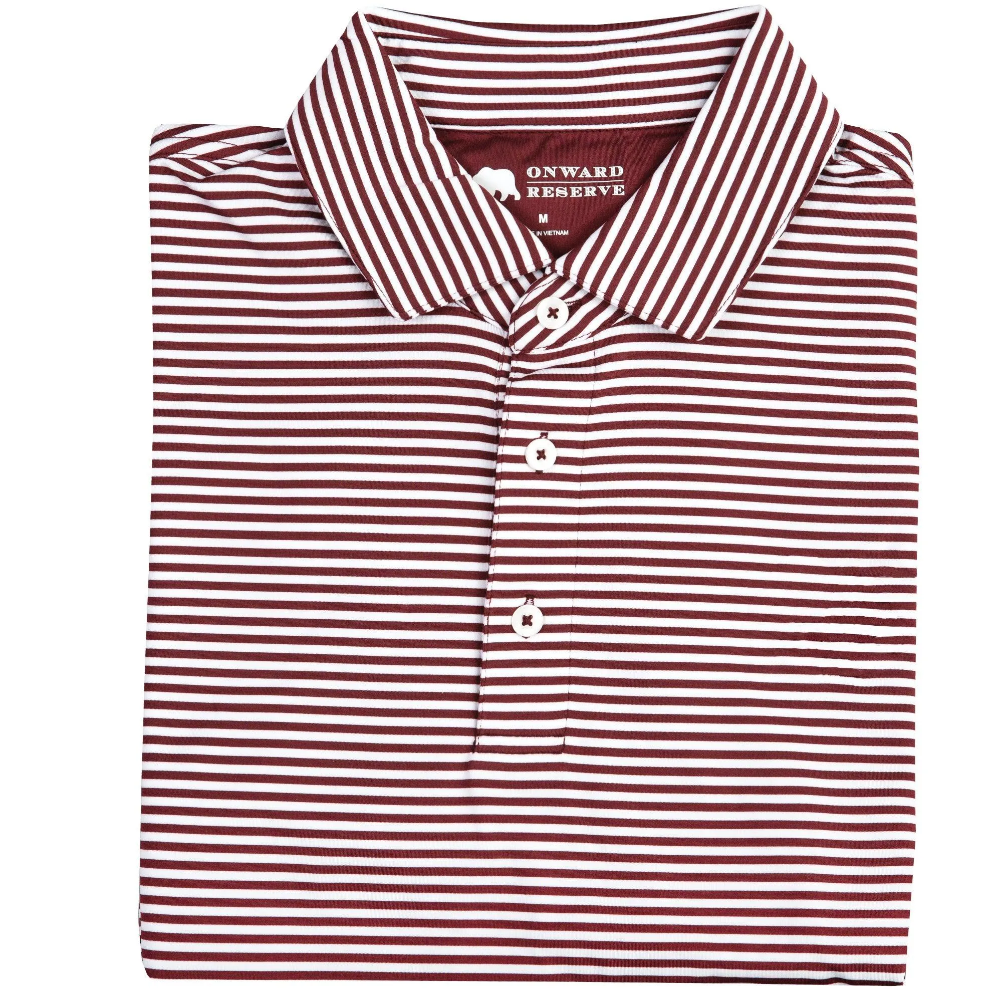 Pro Stripe Performance Polo - Maroon/White