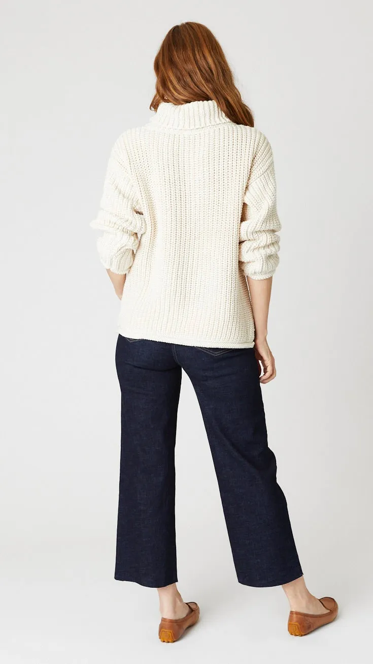 Rustic Cotton Hand knit Turtleneck Sweater