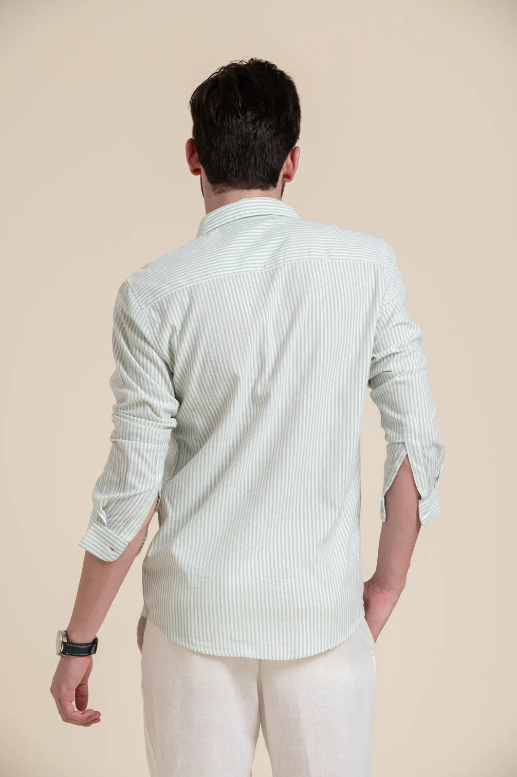 SEERSUCKER STRIPE FULL SLEEVE SHIRT