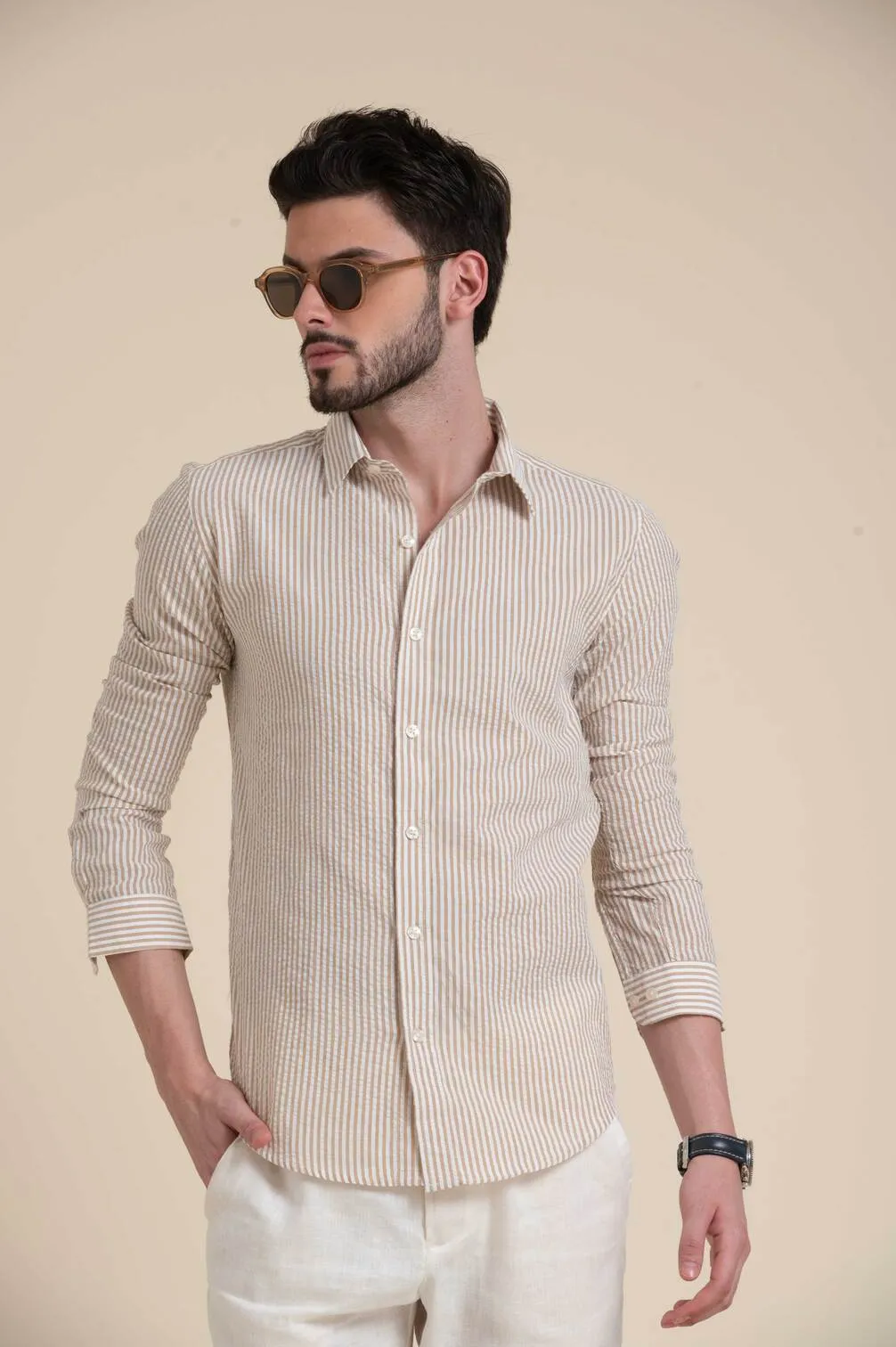 SEERSUCKER STRIPE FULL SLEEVE SHIRT