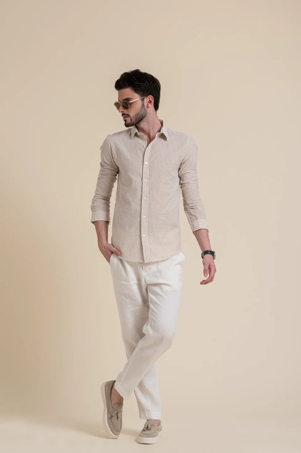 SEERSUCKER STRIPE FULL SLEEVE SHIRT