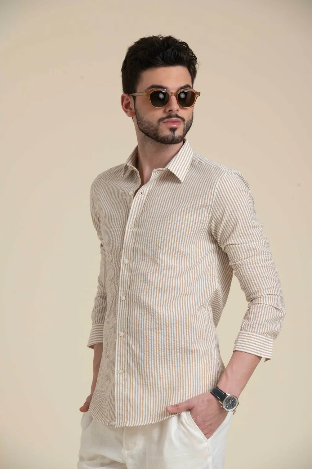 SEERSUCKER STRIPE FULL SLEEVE SHIRT
