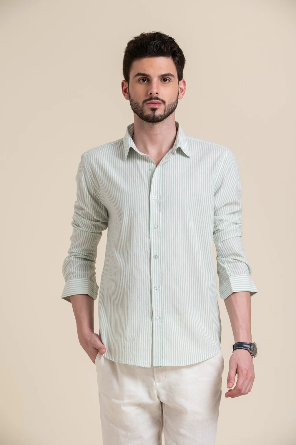 SEERSUCKER STRIPE FULL SLEEVE SHIRT