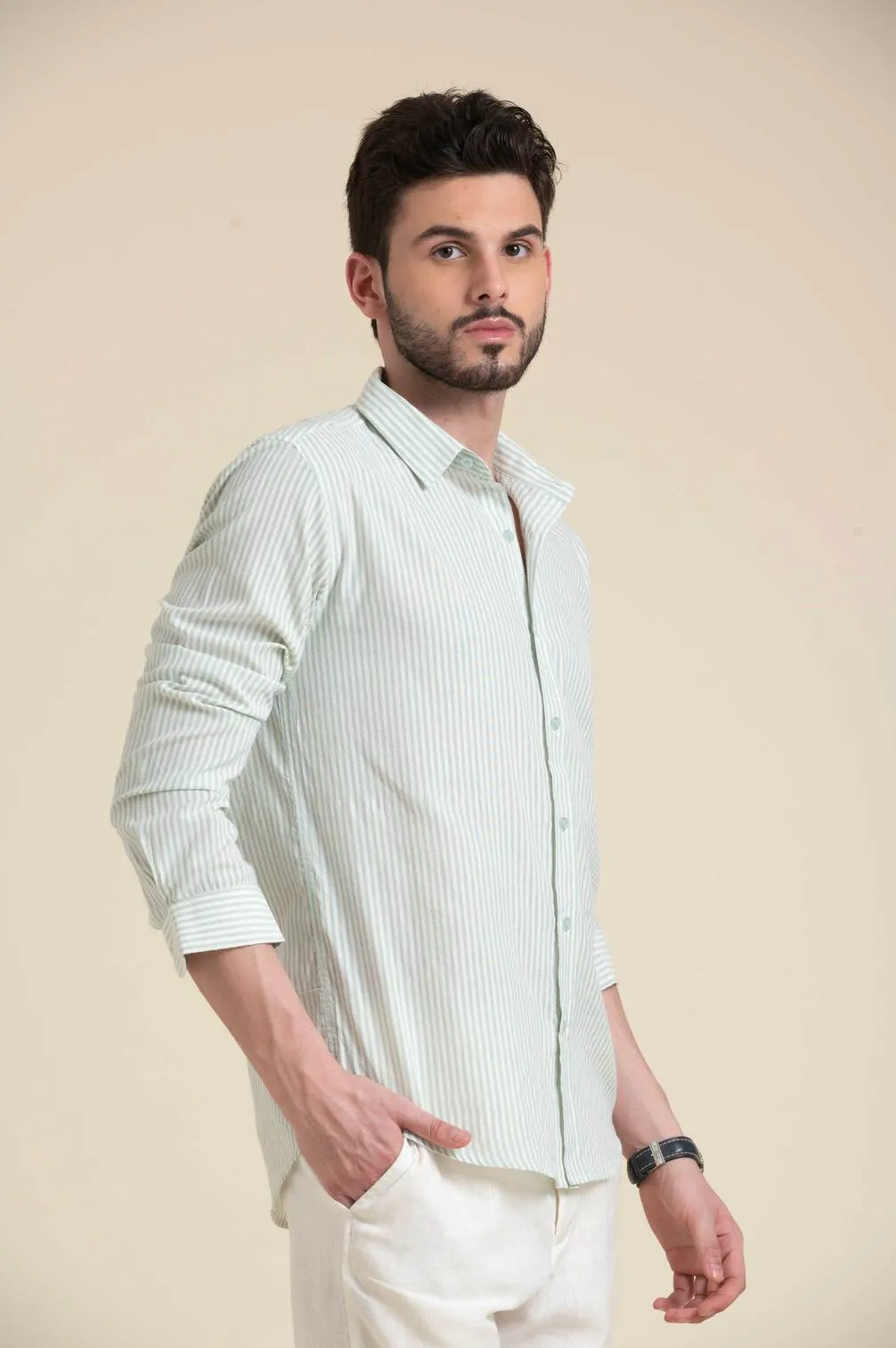 SEERSUCKER STRIPE FULL SLEEVE SHIRT