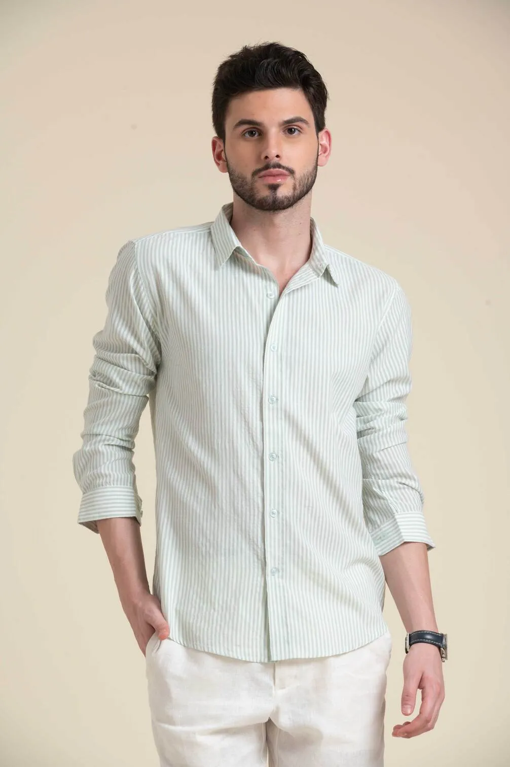 SEERSUCKER STRIPE FULL SLEEVE SHIRT