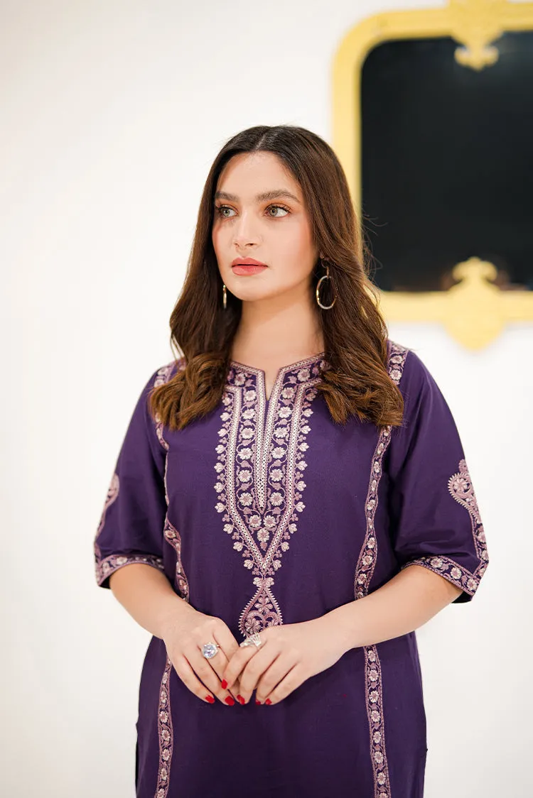 Shanyera - B4 - Irish Purple Embroidered 2-PC Lawn Suit