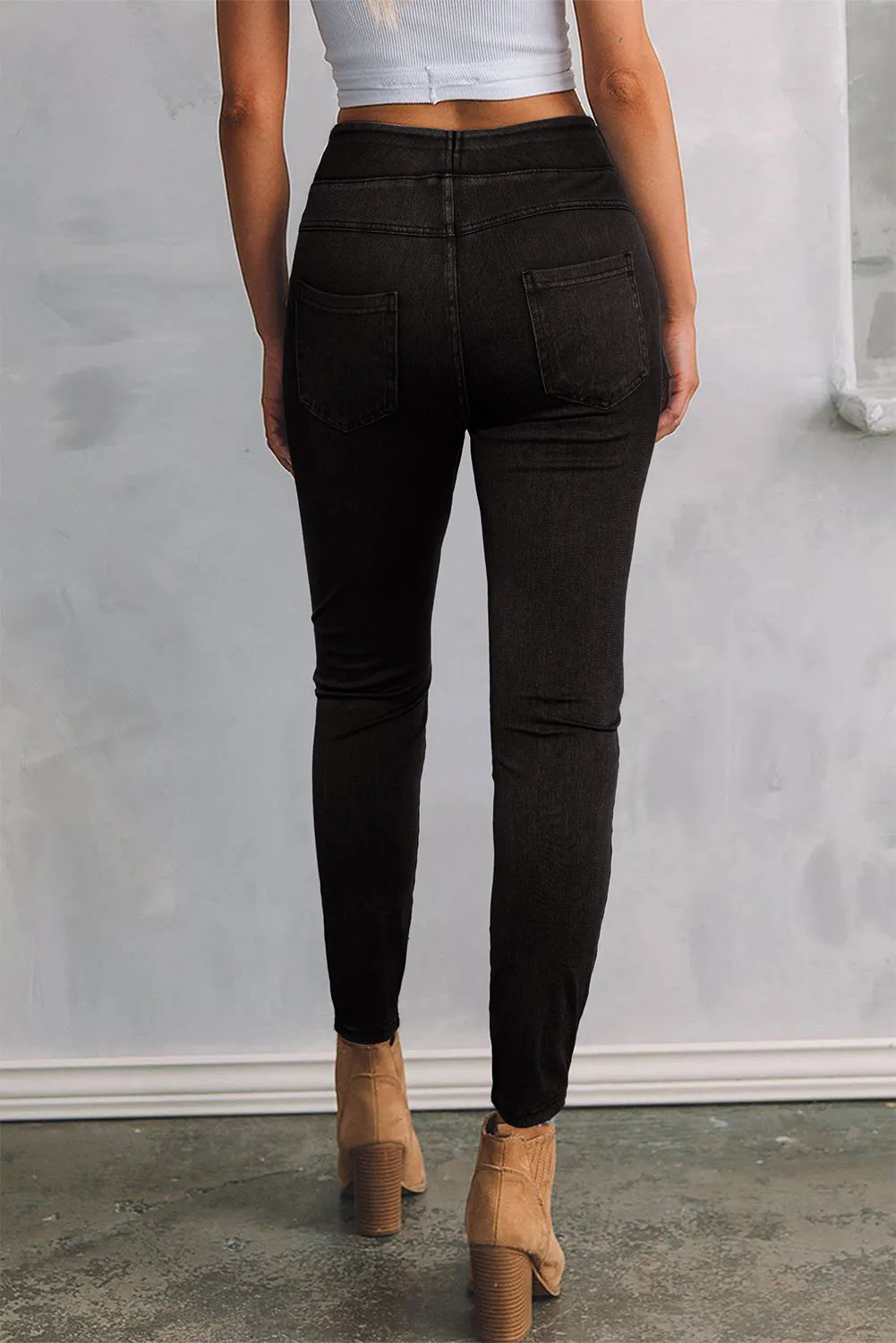 Solid Color High Waist Stretchy Slim Fit Jeggings