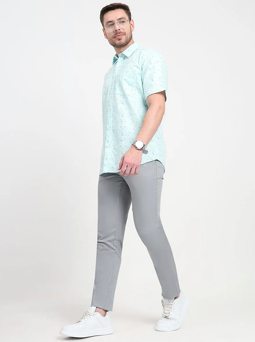 Steel Grey Solid Slim Fit Casual Trouser | JadeBlue
