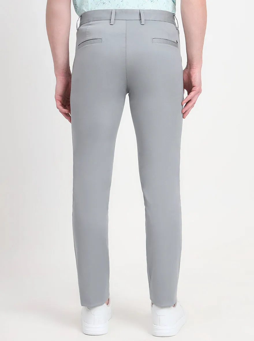 Steel Grey Solid Slim Fit Casual Trouser | JadeBlue