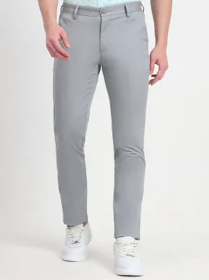 Steel Grey Solid Slim Fit Casual Trouser | JadeBlue