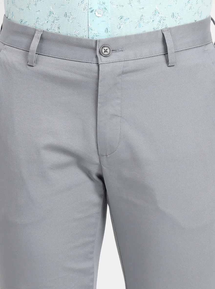 Steel Grey Solid Slim Fit Casual Trouser | JadeBlue