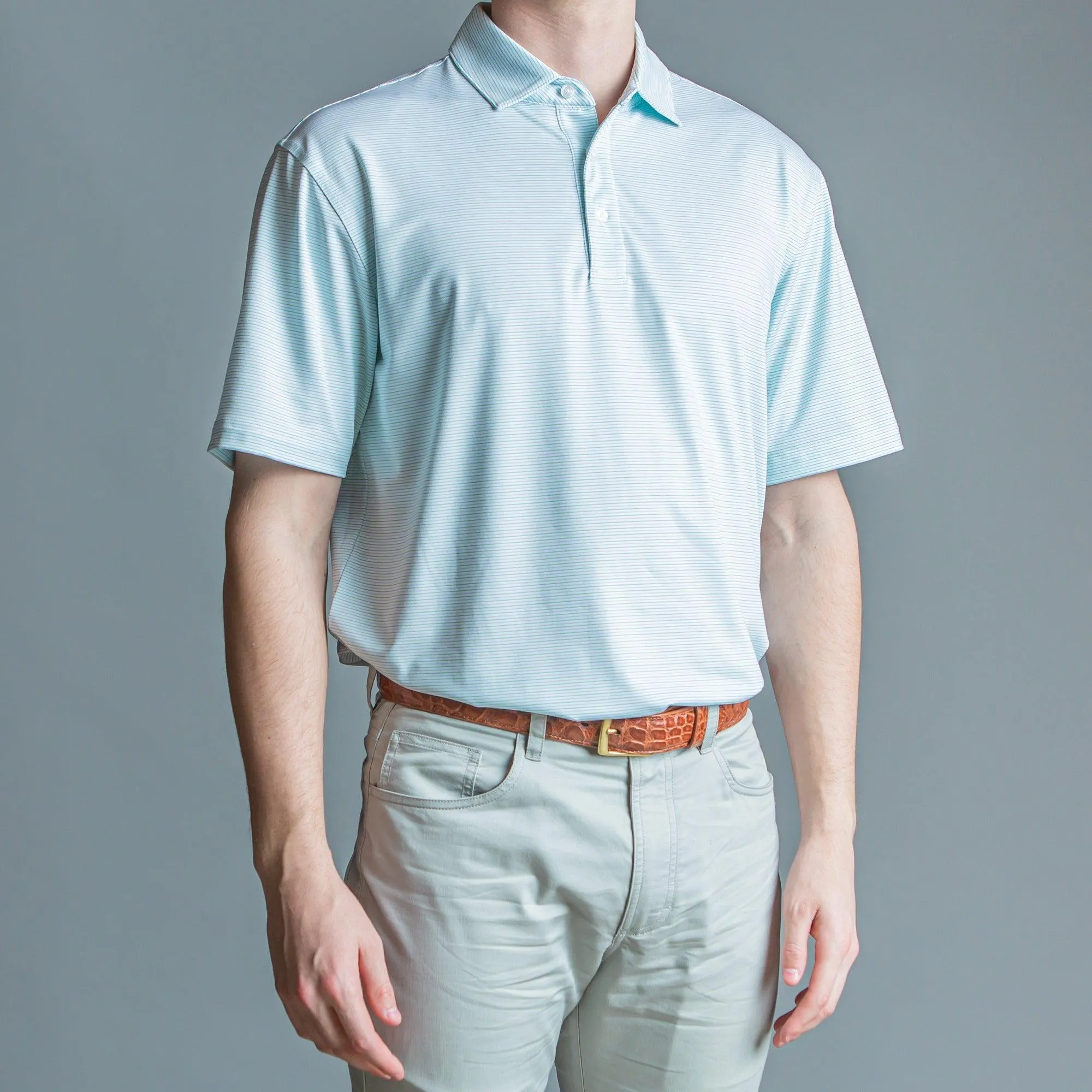 Tour Stripe Performance Polo - Blue/Green